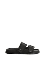 Tommy Hilfiger Black Webbing Strap Buckle Suede Sandals - Image 1 of 6