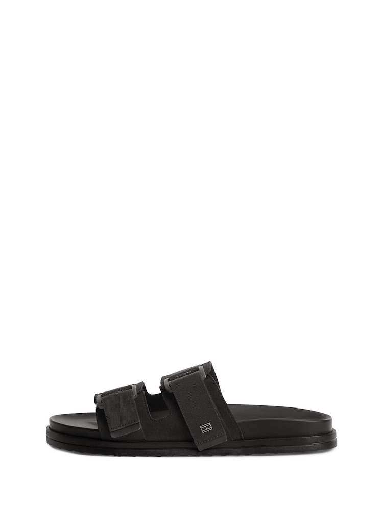 Tommy Hilfiger Black Webbing Strap Buckle Suede Sandals - Image 2 of 6 Tommy Hilfiger Black Webbing Strap Buckle Suede Sandals - Image 2 of 6
