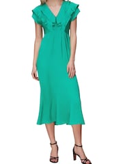 Whistles Green Adeline Frill Midi Dress - Image 1 of 1