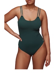 Whistles Green Double Strap Textured Swimsuit - Image 1 of 4