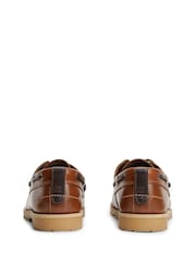 Tommy Hilfiger Brown Leather Braided Boat Shoes - Image 6 of 7