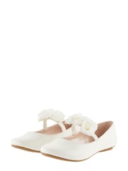 Monsoon Ivory Natural Shimmer Corsage Ballerina Flats - Image 1 of 2