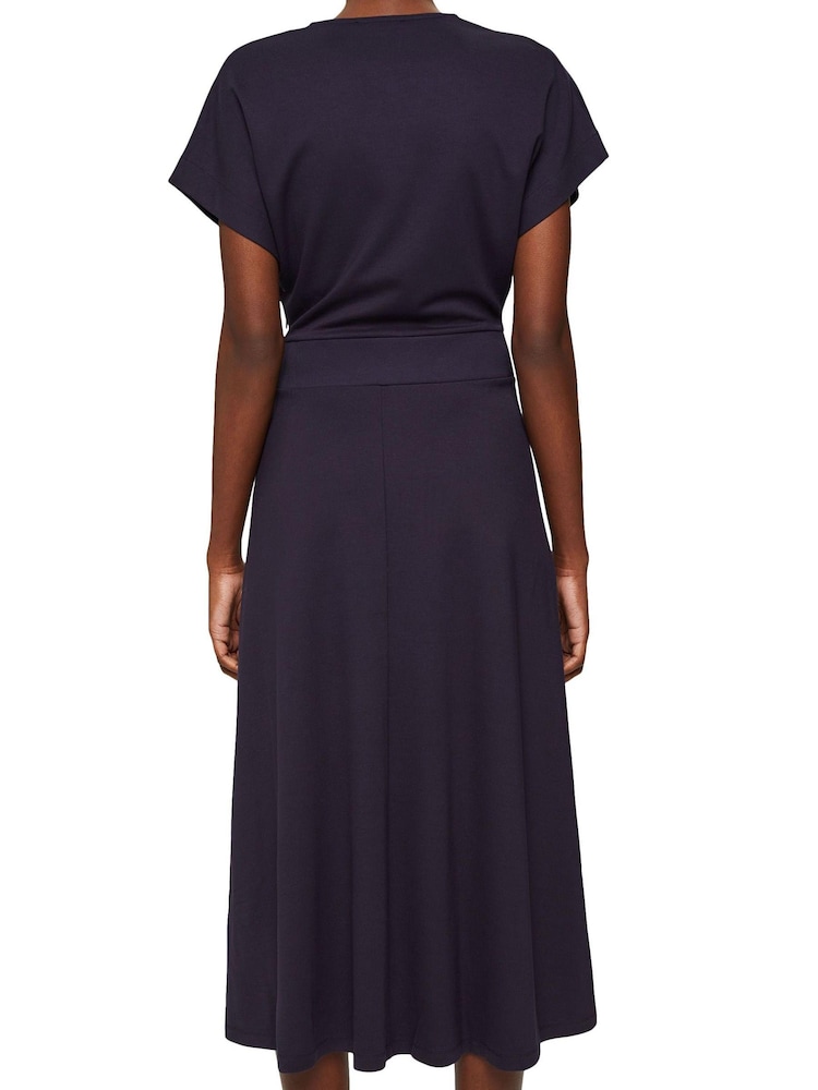 Esprit Navy Blue Wrap-Over Effect Jersey Dress - Image 2 of 7 Esprit Navy Blue Wrap-Over Effect Jersey Dress - Image 2 of 7