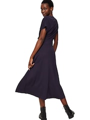 Esprit Navy Blue Wrap-Over Effect Jersey Dress - Image 3 of 7