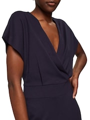 Esprit Navy Blue Wrap-Over Effect Jersey Dress - Image 5 of 7