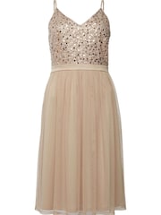 Esprit Light Taupe Bead And Sequins Dress - Image 6 of 7