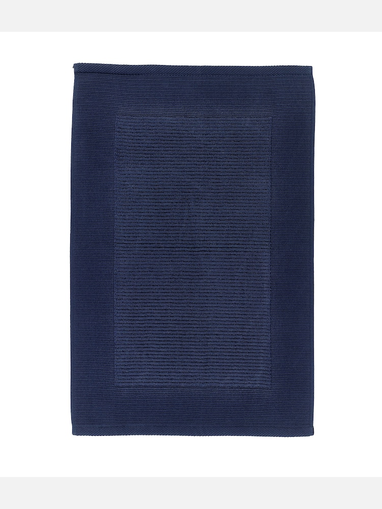 Jasper Conran London Navy Blue Soft Velvety Tufted Turkish 100% Cotton Bath Mat - Image 3 of 3