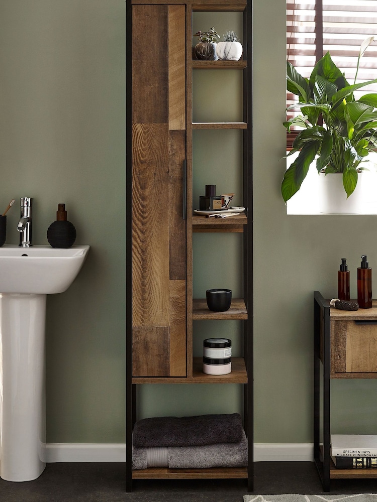 Natural Bronx Tall Boy Shelf Storage Unit - Image 1 of 8 Natural Bronx Tall Boy Shelf Storage Unit - Image 1 of 8