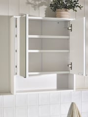 White Garda Textured Mirrored Double Wall Cabinet - Image 5 of 7