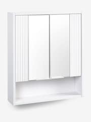 White Garda Textured Mirrored Double Wall Cabinet - Image 6 of 7