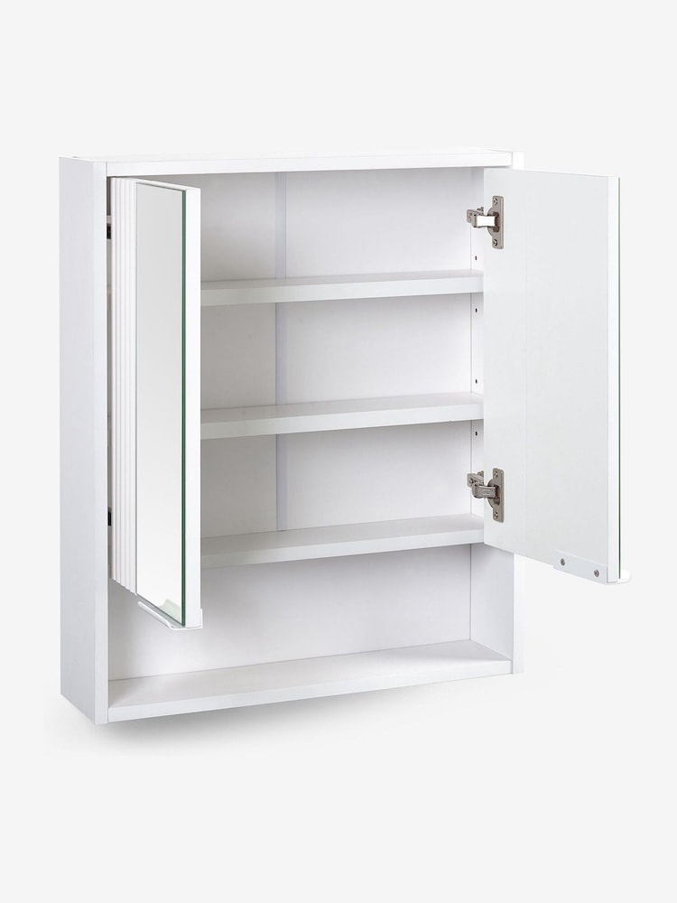White Garda Textured Mirrored Double Wall Cabinet - Image 7 of 7
