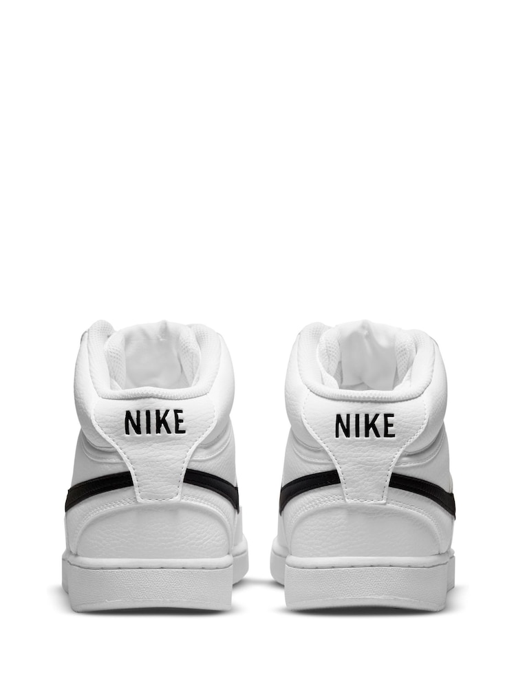 Nike White/Black Court Vision Mid Trainers - Image 4 of 8