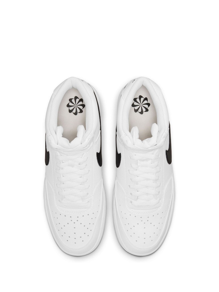Nike White/Black Court Vision Mid Trainers - Image 5 of 8