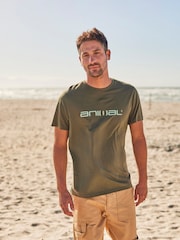 Зеленый - Animal Classico Mens 100% Cotton T-Shirt - Image 1 of 9