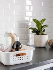 Orthex White Smartstore Set of 3 6L Baskets And Bamboo Lids - Image 3 of 7