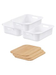 Orthex White Smartstore Set of 3 6L Baskets And Bamboo Lids - Image 7 of 7