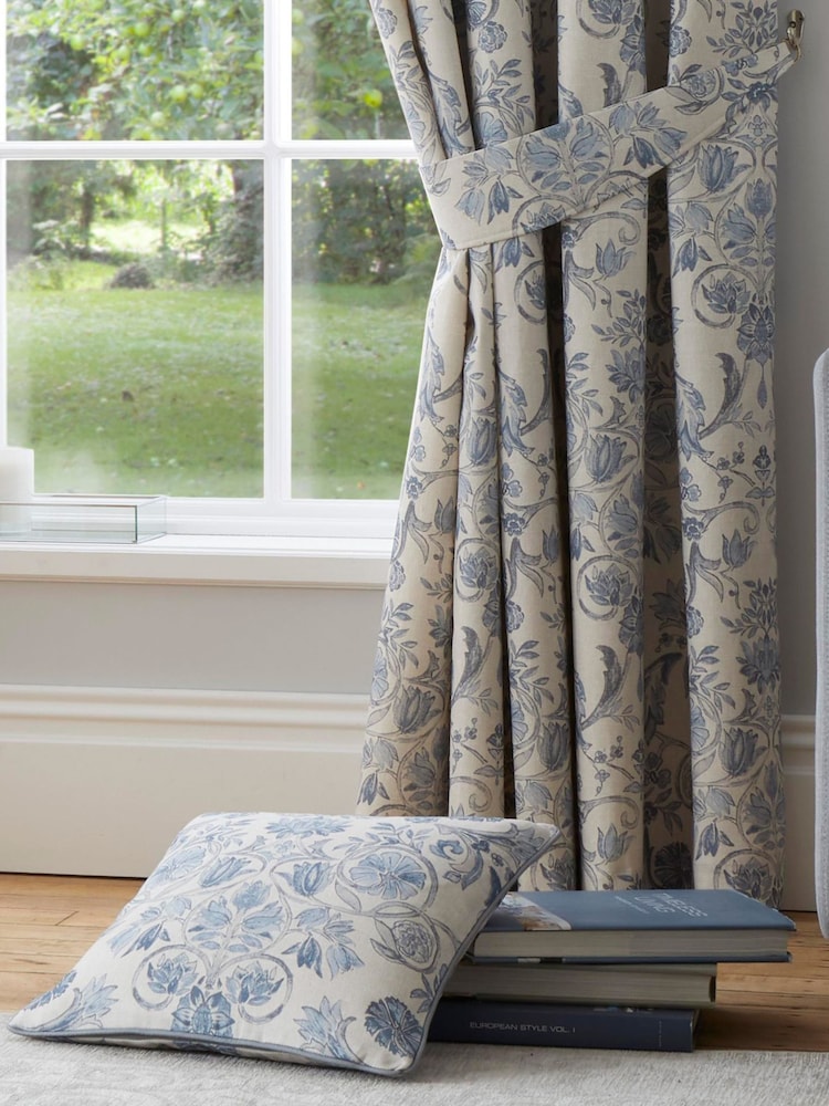 Dreams & Drapes Blue Averie 100% Cotton Cushion - Image 2 of 4 Dreams & Drapes Blue Averie 100% Cotton Cushion - Image 2 of 4