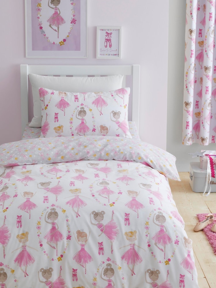 Bedlam Pink Kids Ballet Dancer Duvet Cover And Pillowcase Set - Image 1 of 4