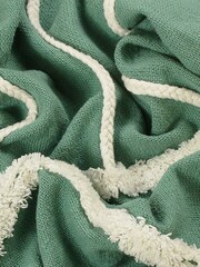 furn. Green Rainbow 100% Cotton Tufted Tasselled Throw - Image 1 of 2