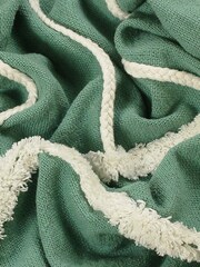furn. Green Rainbow 100% Cotton Tufted Tasselled Throw - Image 2 of 2