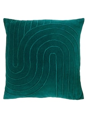 Furn Teal Blue 45 x 45cm Mangata 100% Cotton Velvet Cushion - Image 1 of 4