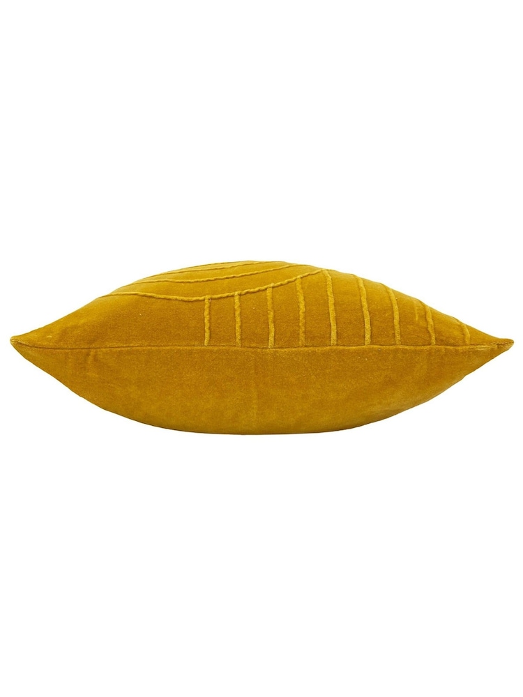 Furn Ochre Yellow 45 x 45cm Mangata 100% Cotton Velvet Cushion - Image 3 of 4