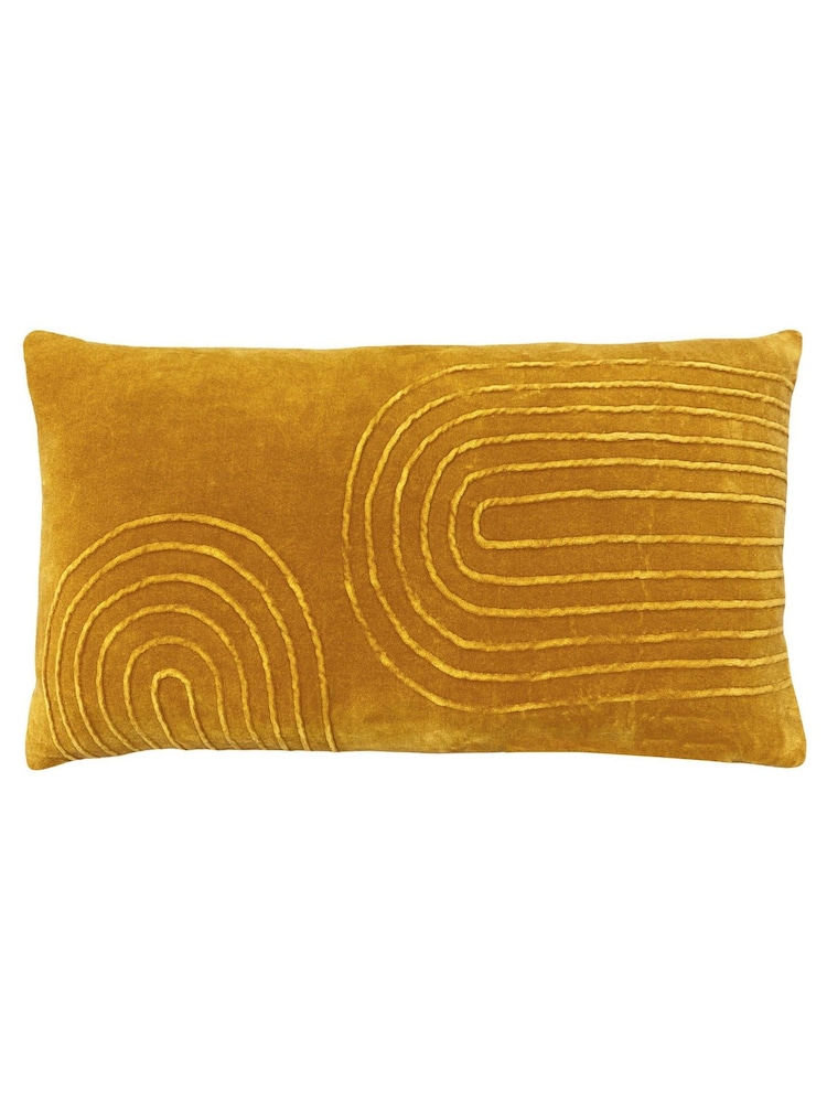 Furn Ochre Yellow 30 x 60cm Mangata 100% Cotton Velvet Cushion - Image 1 of 1