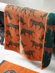 furn. Orange Print Leopard Print 100% Cotton Towel - Image 2 of 6