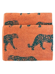 furn. Orange Print Leopard Print 100% Cotton Towel - Image 3 of 6