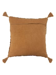 Furn Ginger Brown Kantha 100% Cotton Tassel Corduroy Cushion - Image 3 of 6