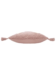 Furn Blush Pink Kantha 100% Cotton Tassel Corduroy Cushion - Image 4 of 5