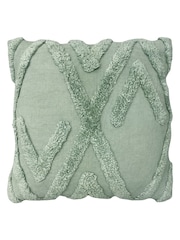 furn. Eucalyptus Green Kamjo Cotton Tufted Geometric Cushion - Image 1 of 4