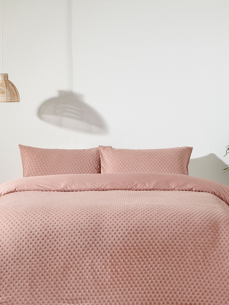 Yard Blush Pink Chevron Tuft 100% Cotton Duvet Cover Set - Image 1 of 3