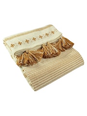 furn. Yellow Pangea Tasselled Woven 100% Cotton Throw - Image 1 of 1