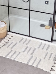 Yard Charcoal Grey 100% Cotton Tassel Stitch Anti-Slip Bath Mat - Image 1 of 3