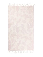 furn. Blush Pink 100% Cotton Tropics Hamman Style Tassel Bath Towel - Image 4 of 6