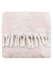 furn. Blush Pink 100% Cotton Tropics Hamman Style Tassel Bath Towel - Image 5 of 6