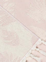 furn. Blush Pink 100% Cotton Tropics Hamman Style Tassel Bath Towel - Image 6 of 6