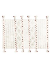 Yard Pecan Brown Tassel Diamond Anti-Slip 100% Cotton Bath Mat - Image 1 of 2