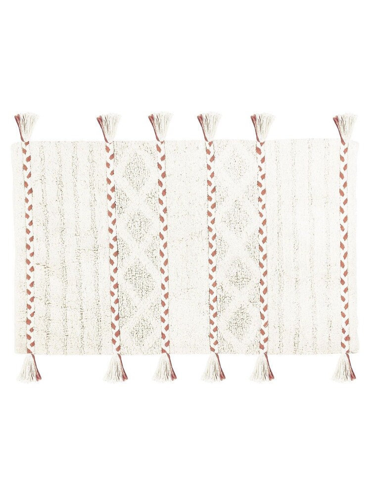 Yard Pecan Brown Tassel Diamond Anti-Slip 100% Cotton Bath Mat - Image 1 of 2