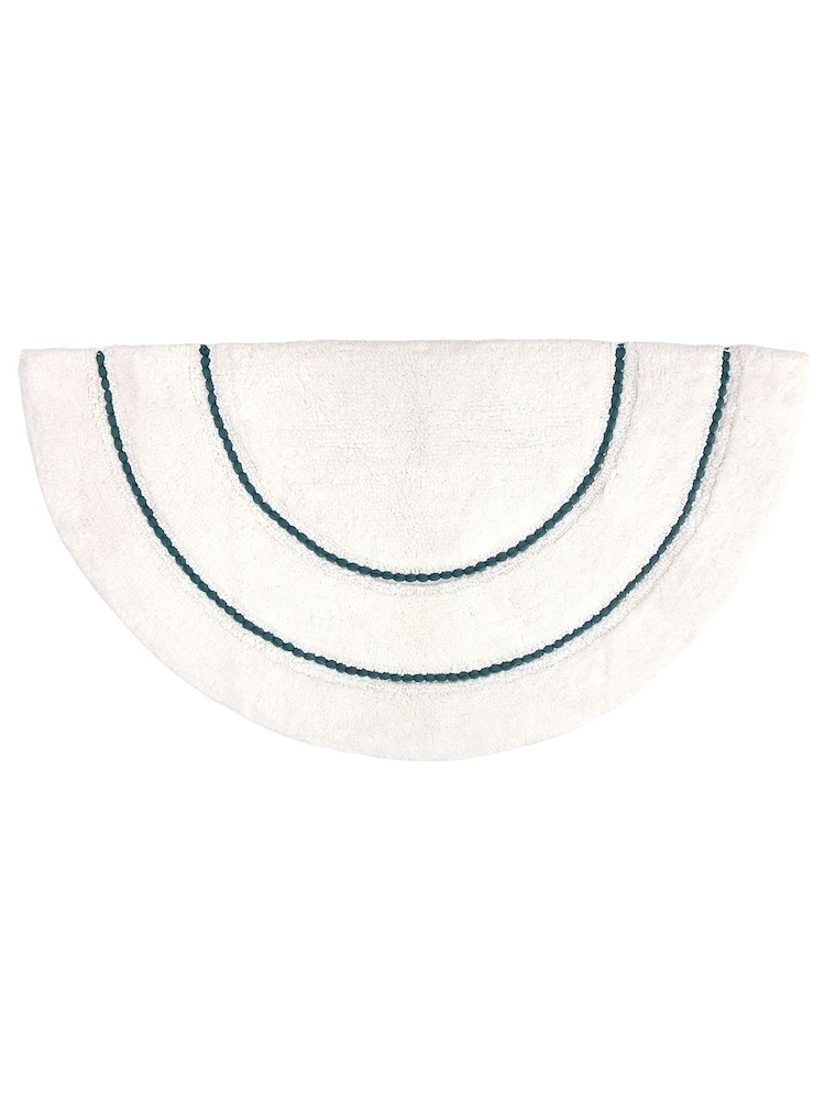 furn. Teal Blue Semi Circle 100% Cotton Tufted Bath Mat - Image 1 of 2