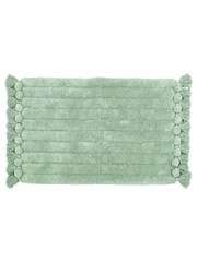 Yard Sage Green Ribbed Tassel 100% Cotton Anti-Slip Bath Mat - Image 2 of 2