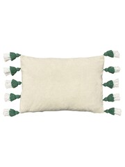 Furn Sage Green Rainbow 100% Cotton Tufted Tasselled Cushion - Image 2 of 4