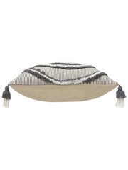Furn Grey 100% Cotton Rainbow Tufted Tasselled Cushion - Image 3 of 4