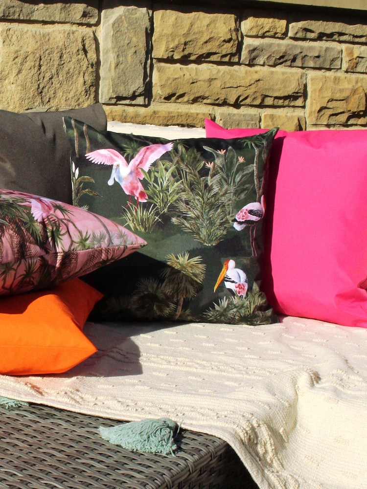 Riva Paoletti Bottle Green Platalea Water Resistant Outdoor Floor Cushion - Image 2 of 5
