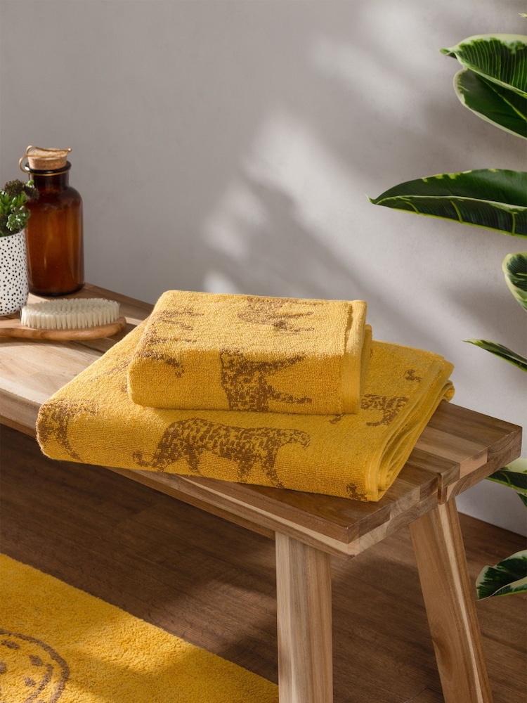 furn. Gold Leopard Print 100% Cotton Towel - Image 1 of 6
