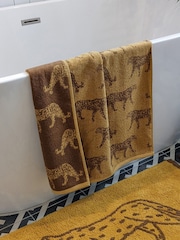furn. Gold Leopard Print 100% Cotton Towel - Image 2 of 6