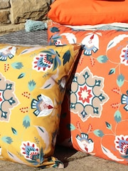 furn. Orange Folk Flora Water Resistant Outdoor Cushion - Image 2 of 6