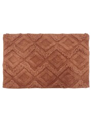 Yard Pecan Brown Diamond Tufted 100% Cotton Anti-Slip Bath Mat - Image 2 of 3
