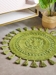 furn. Green Circle Tassel Tufted Cotton 100% Cotton Bath Mat - Image 1 of 3